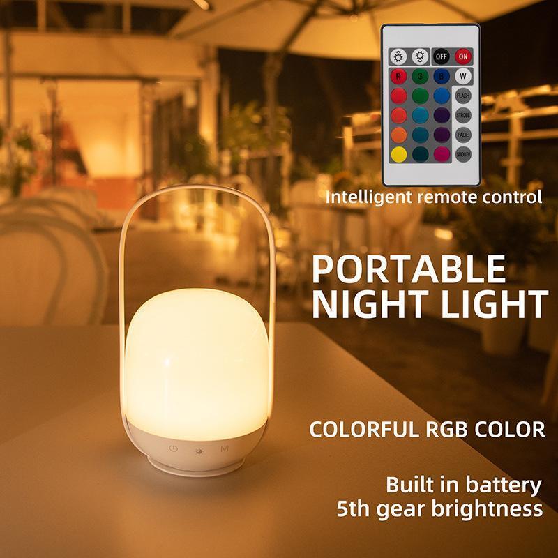 Portable Battery Powered LED Luminaire Camping Light 16 Color Changing RGB Beside Atmosphere Night Table Lamp