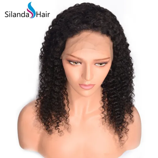 Kinky Curly #1B Lace Front Wigs Brazilian Remy Human Hair Wig