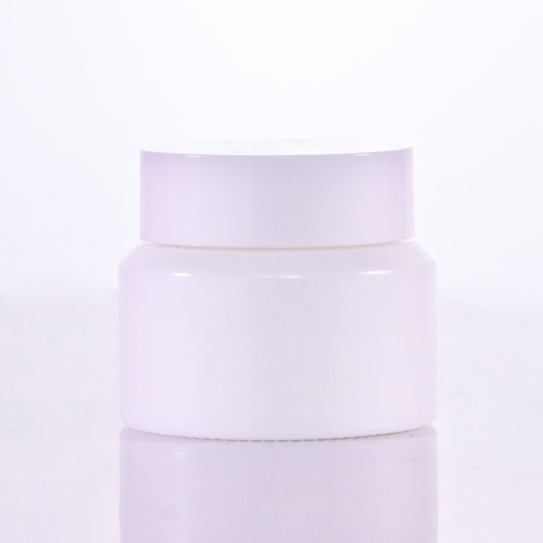 Opal white glass jars with white lid