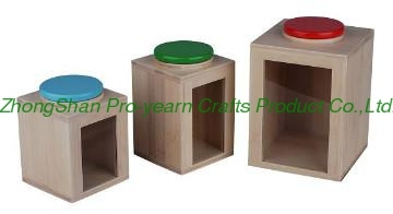 Bamboo canister with 3 different size