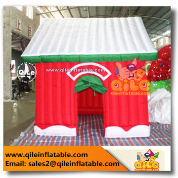 China factory Christmas Inflatable red house Tent with Xmas tree outdoor Decoration for sale