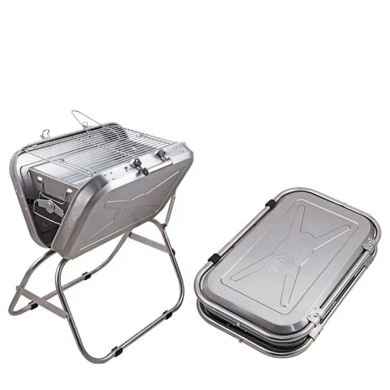Stainless Steel Suitcase Large Briefcase Portable Outdoor Camping bbq grill folding legs Charcoal Barbecue Grills