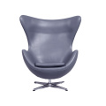 Fauteuil Egg Mid Century en cuir gris aniline