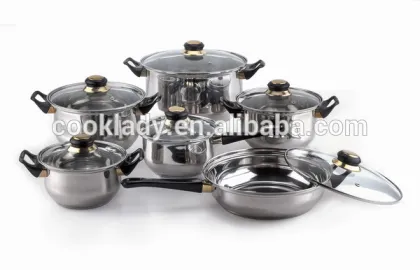factory price 12pcs happy baron stainless steel cookware set