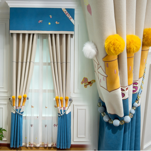 Kid's room cartoon customized shading embroidery curtains