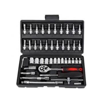 TOOLJOY Professional 46-Piece Automotive Repair Tool Kit: 1/2" & 1/4" Drive Torque Wrench Set in Portable Box