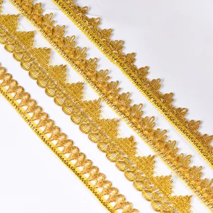 Wholesale Metallic Yarn Gold Lace Trim and Ethnic Webbing Lace: Hot-Sell Customized Options