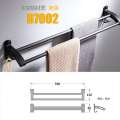 Space aluminum spray black matt black double-bar towel rack wall-mounted with hook
