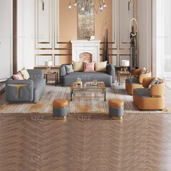 Modern Luxury Modern Furniture Velvet Fabric Living Room Sofa with Ottoman