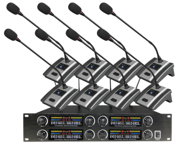 XTUGA TY-8000 Professional UHF Cordless Conference Microphone with 8 Channels Handheld and Lavalier Headset for Meetings