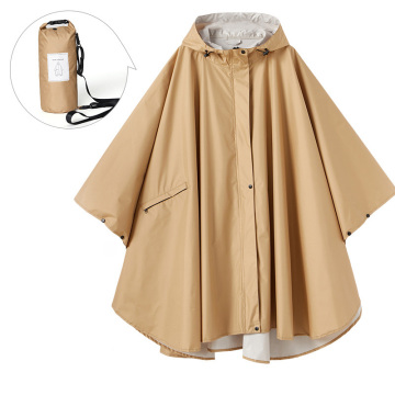 Waterproof Reusable Rain Cape Poncho with Hood and Pockets for Women