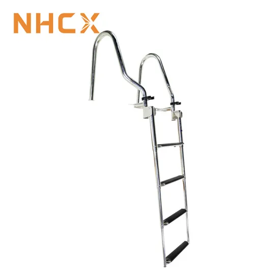 NHCX Heavy Duty Yacht Pontoon Boat Ladder - 4 Steps Stainless Steel Marine Boat Ladder