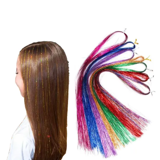 Synthetic Hair Extensions for Accessories High Temperature Fiber Bling Women's Hair Tinsel Glitter Strands In Braiders