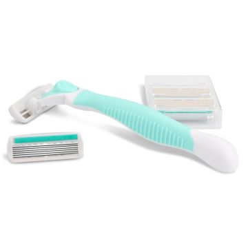 Women's Swedish Stainless Steel Shaving Razor System with 6 Blades and Replacement Cartridges - 10000 Packs Available