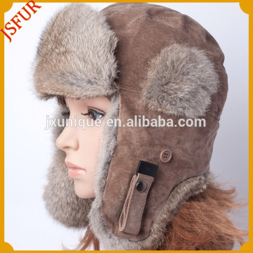 Thick soft rabbit fur made winter warm russian style fur hat