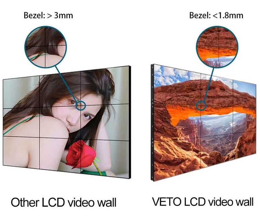 Multi Splicing Ultra narrow bezel lcd video wall