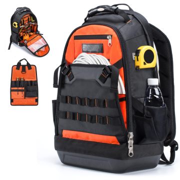 Durable Waterproof Electrician Tool Backpack with Multi-function Storage
