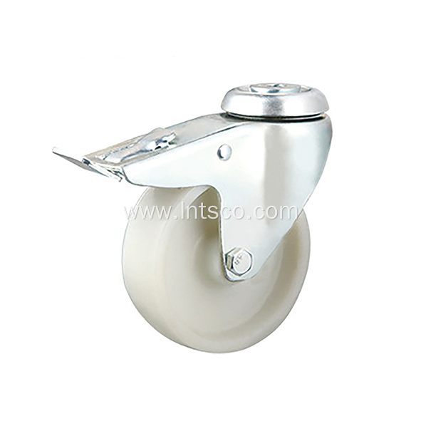 Bolt Hole Plate Industrial White PP Brake Casters