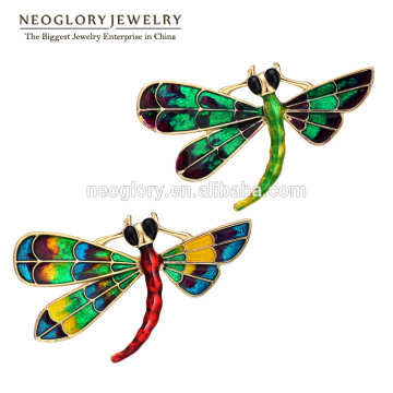 Neoglory Animal Design Zinc Alloy Dragonfly Brooches for Women Champagne Gold Plated 2015 New Office Lady