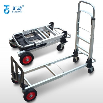 Portable Folding Telescopic Logistics Trolley with Multi-Functional Aluminum Alloy Flatbed Truck