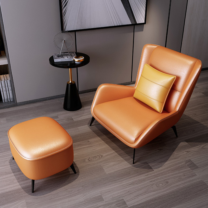 Leather Armchair With Ottoman