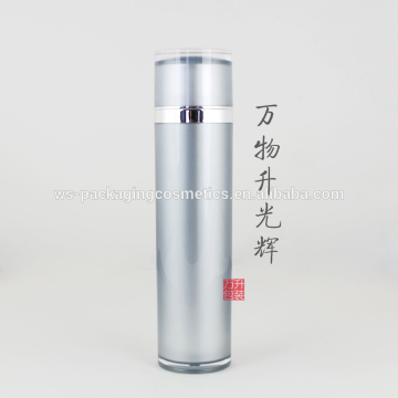 Cylinderical Acrylic 120ml Matt Silver Cosmetic Toner Bottle