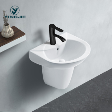 Wholesale White Ceramic Semi-Hanging Bathroom Sink Basin