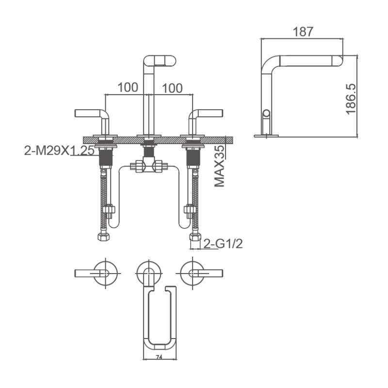 3 Hole Basin Faucet Png