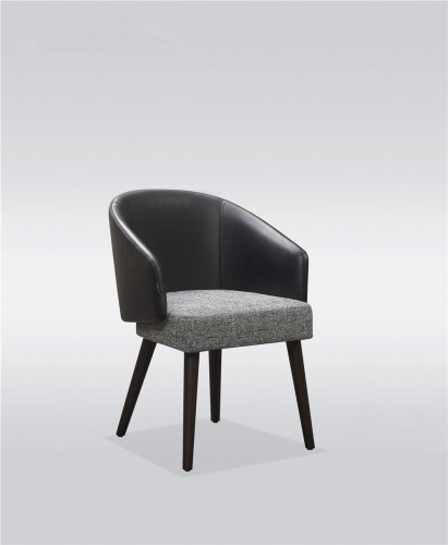 Leather dining chair in color black