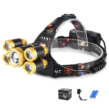 5000 Lumens LED Headlamp: XML T6 Headlights, Lantern, 4 Modes, Waterproof Torch with 18650 Rechargeable Battery