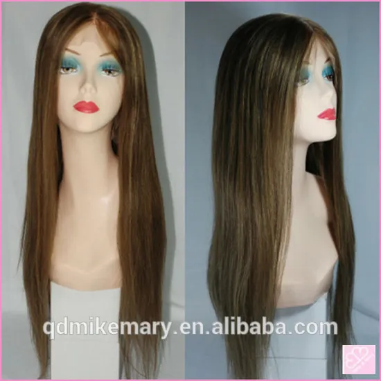 China Wig Supplier Brazilian Virgin Hair Lace Wig Human Hair Straight Light/Ash Brown Full Lace Wig Middle Part With Baby Hair