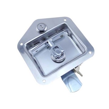 Flush Mount Polished Stainless Steel Key-Locked Recessed Turning Lock Lift Handle for Heavy Duty Trucks and Trailers