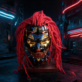 ماسک Red Dreadlock Cyber ​​Oni Cosplay