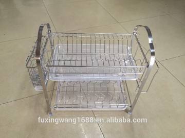Stainless Steel 304 Kitchen Storage Dish Drying Rack with Tray 2 Tier