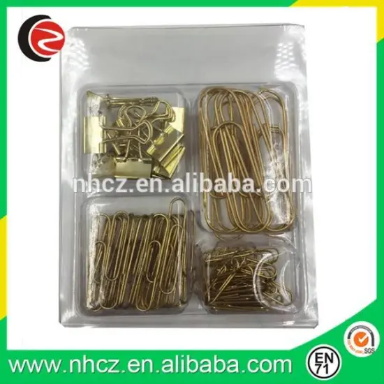 Medium Gold Binder Clips Office Set