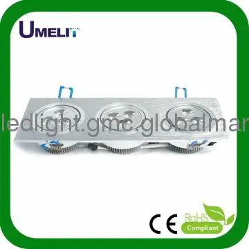 White 3×3W Triple Head Recessed Led Ceiling light