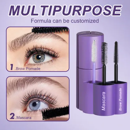 Vegan Clear Mascara Primer & Organic Volumizing Lengthening Mascara - 3 in 1 Longlasting Formula