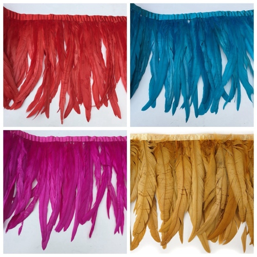 Wholesale 12-14 Inch Rooster Tail Trim Coque Feather trimming/ribbon Feather For Crafts DIY Dress Skirt Carnival Costumes Plumes
