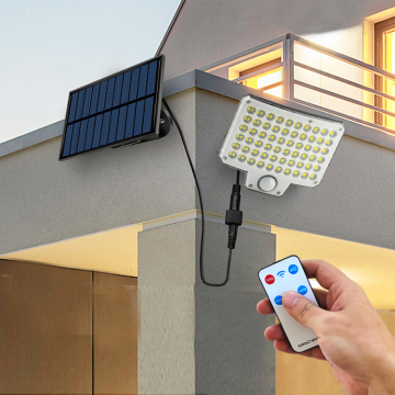 Remote Control Solar Motion Sensor 3500LM LED Flood Light with 16.4 Ft Cable