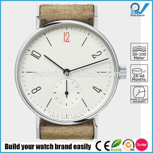 classic women watch automatic movement two hand with second hand dial made in germany tan strap watch