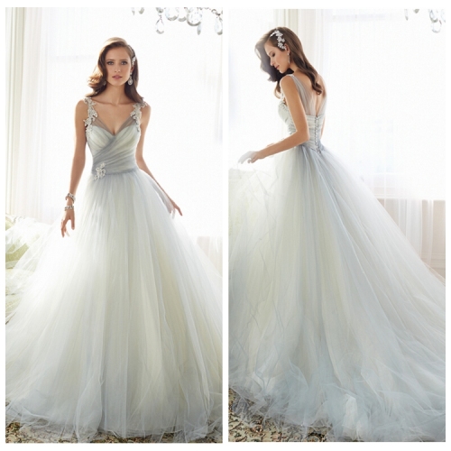 Sexy Sheer Transparent Deep V Neck Halter Corset Wedding Dress, High ...