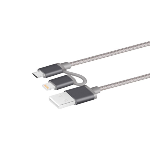 2in1 Lightning Micro USB Cable Nylon Braided