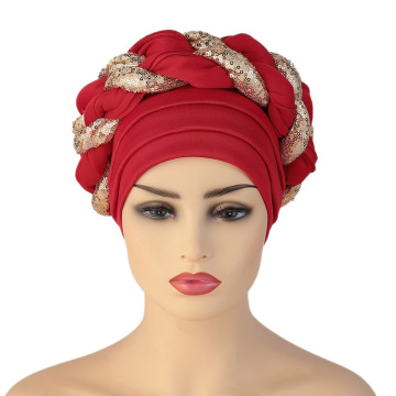 Turbans brodés à sequins secs rapides: accessoire de cheveux élégant pour les femmes et les musulmans