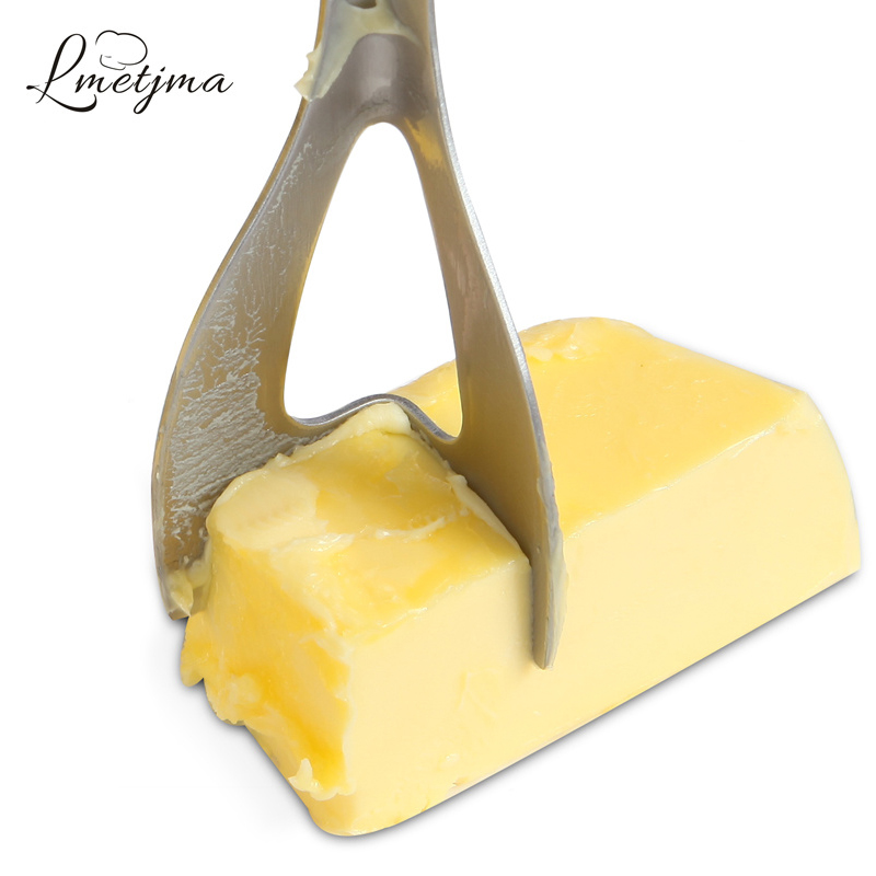 LMETJMA Stainless Steel Cheese Cutter Slicer Food Grade Cheese Butter Cutter Cake Spatula Cheese Tools PYKC0004