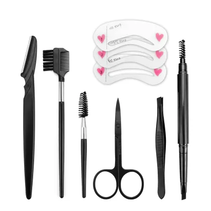 Makeup Grooming Kit: Brush, Comb, Scissors & Eyebrow Tools