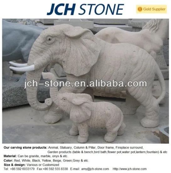 Park decoration carefully carved animal elephant granite stone statue