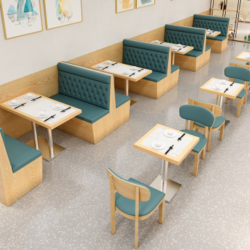 Modern Wooden Leather Dining Set for Restaurants and Coffee Shops