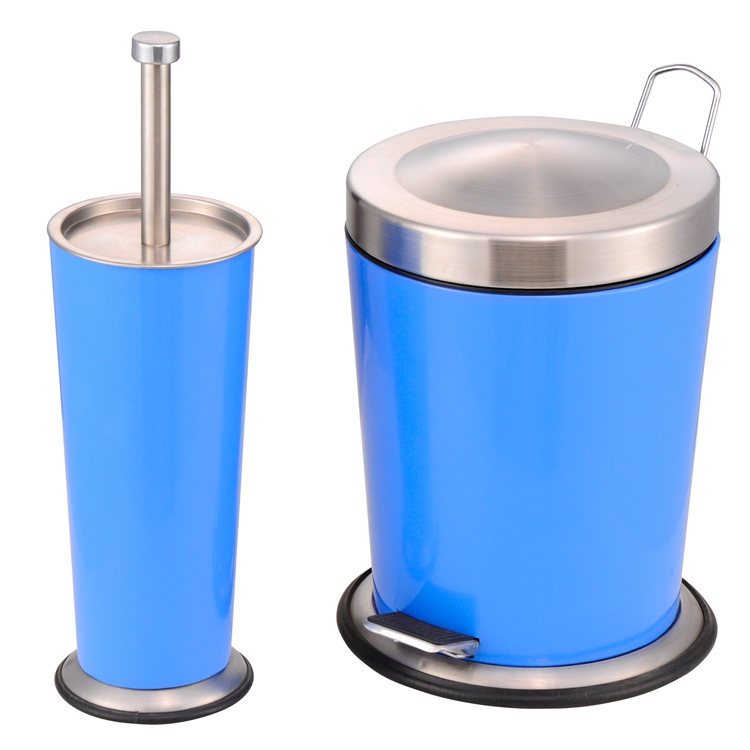 Metal Freestanding Toilet Bowl Brush and trash can for bathroom