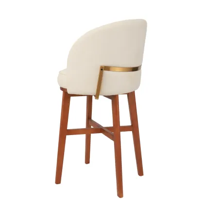 Italian minimalist leather wood bar chair