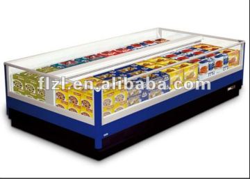 2012 new style horizontal showcase supermarket all-glass showcase with full view of foods
